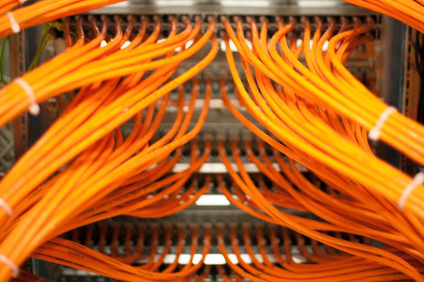 closeup of orange connection plugs electrical wiring